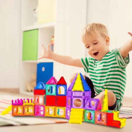 KLOCKI MAGNETYCZNE 3D ZAMEK I POJAZDY - DUŻY ZESTAW EDUKACYJNY 110 ELEMENTÓW